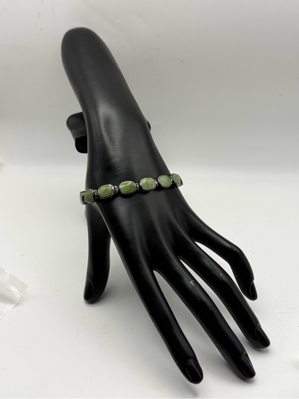 Peyote Bird Plaza Bracelet Reversible Green Turquoise Black Onyx Sterling 925